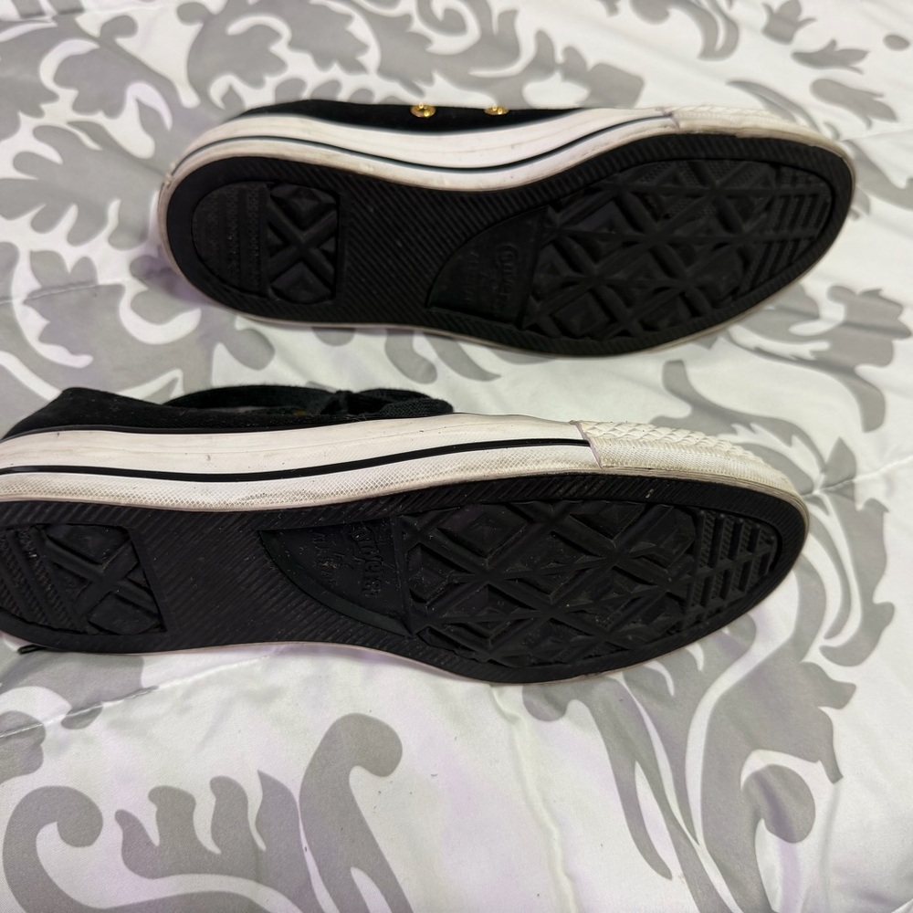 Converse All Stars Black Gold White Women's so 8 Sneakers w/ gold snakeskin toe - Picture 4 of 12